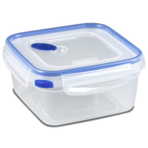 Sterilite Ultra-Seal Food Container, Square, Clear/Blue, 5.7-Cups