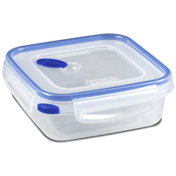 Sterilite Ultra-Seal Food Container, Square, Clear/Blue, 4-Cups