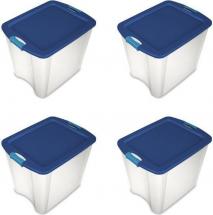 Sterilite Storage Tote, Clear/Blue, 20-1/8"H x 23-5/8"L x 18-5/8"W, 1EA