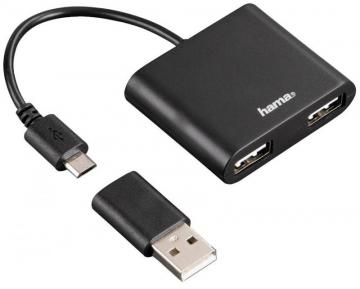 Hama 2 Port USB 2.0 OTG Hub for Mobile Devices / PCs