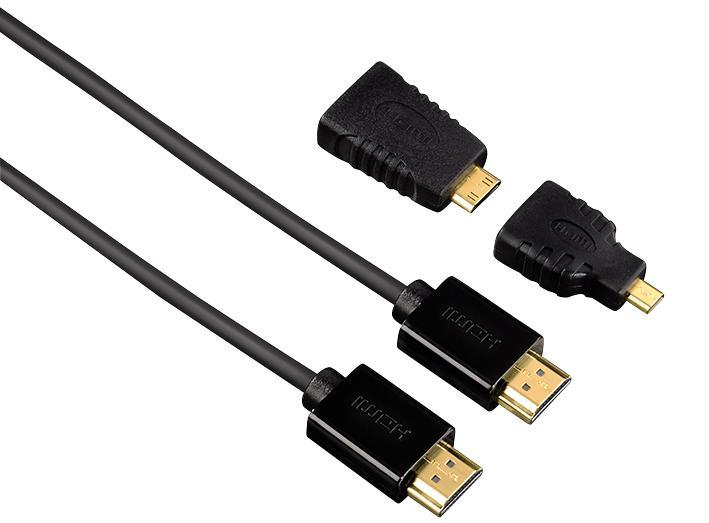 Hama 1.5m High Speed HDMI Lead Male to Male with Ethernet & 2x HDMI Adapters