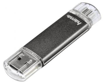 Hama 16GB Laeta Twin USB 2.0/Micro USB Flash Drive - 10 MB/s Grey
