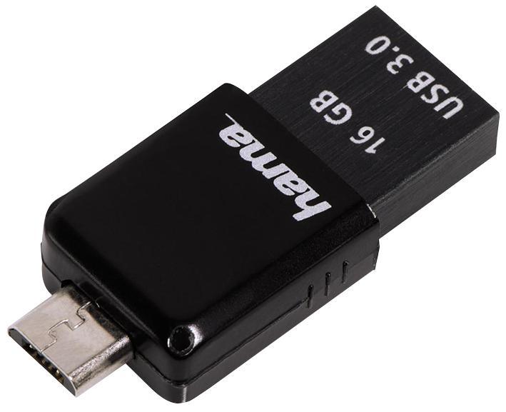 Hama 16GB Canny USB 3.0/Micro USB Flash Drive - 70MB/s, Dark Grey