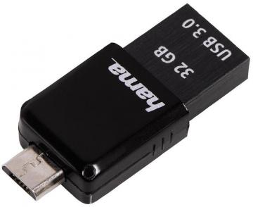 Hama 32GB Canny USB 3.0/Micro USB Flash Drive - 70MB/s, Dark Grey