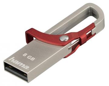Hama 8GB Hook Style USB 2.0 Flash Drive - 15 MB/s Red