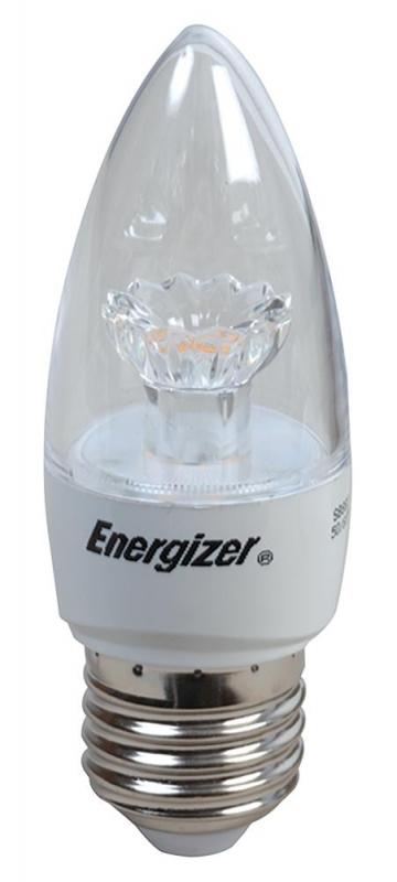 Energizer E27 5.9W Clear LED Candle Light Bulb, Warm White 470LM