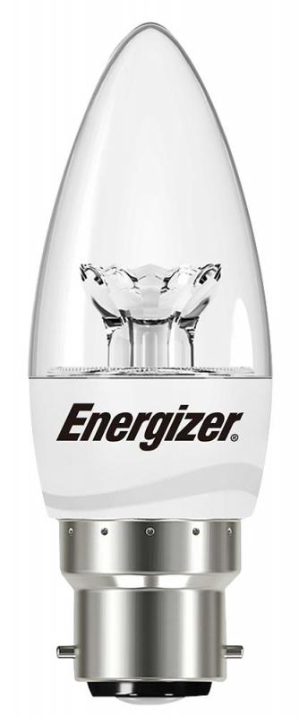 Energizer B22 5.9W Clear LED Candle Light Bulb, Warm White 470LM