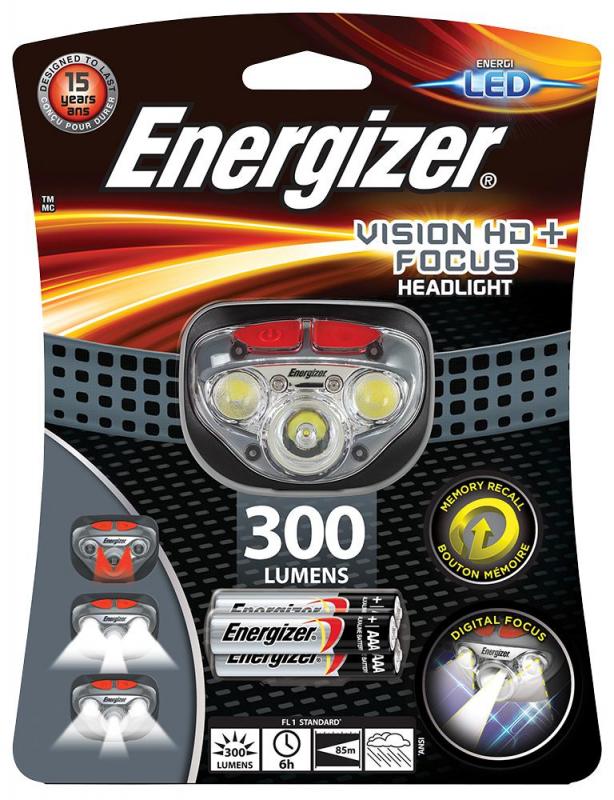 Energizer Vision HD+ Focus LED Head Torch, 300 Lumen
