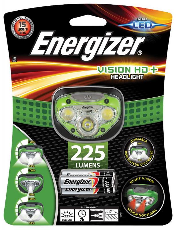 Energizer Vision HD+ LED Head Torch, 225 Lumen