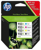 HP HP932XL Black/933XL Cyan/Magenta/Yellow Original Ink Cartridges, 4 Pack