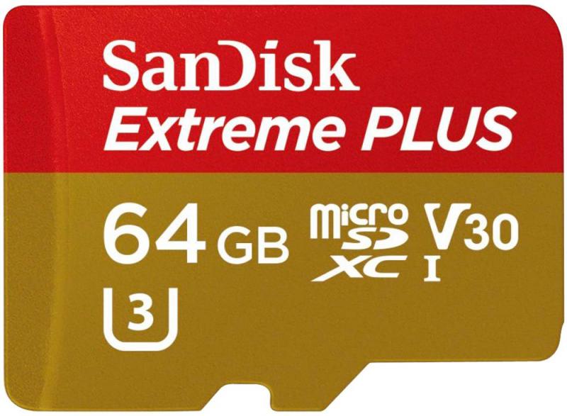 SanDisk Extreme Plus MicroSDXC Class 10 UHS Speed Class 3 Memory Card, 64GB