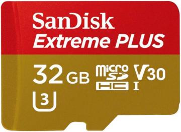 SanDisk Extreme Plus MicroSDHC Class 10 UHS Speed Class 3 Memory Card, 32GB