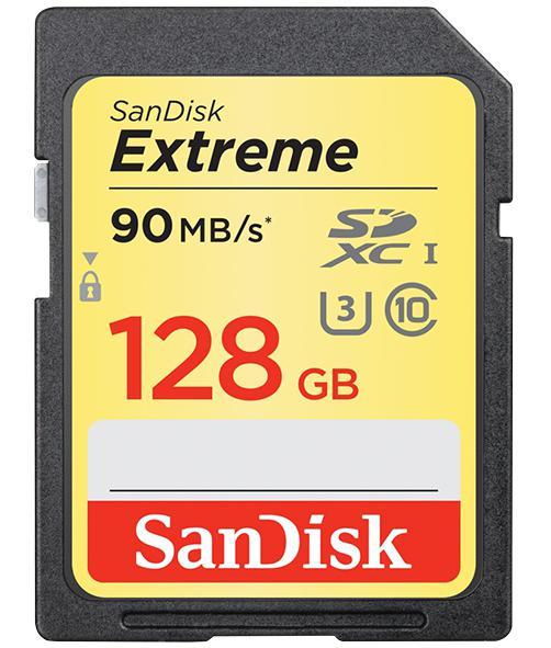 SanDisk 128GB Extreme SDXC UHS-1 Memory Card - Class 10, UHS-3, 90 MB/s