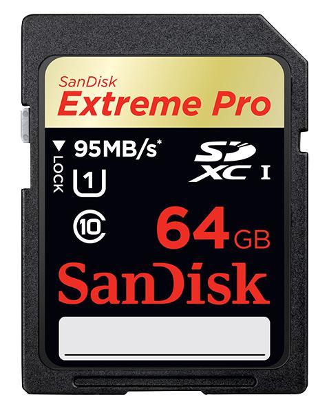 SanDisk 64GB Extreme Pro SDXC Memory Card - Class 10, UHS-1, 95 MB/s