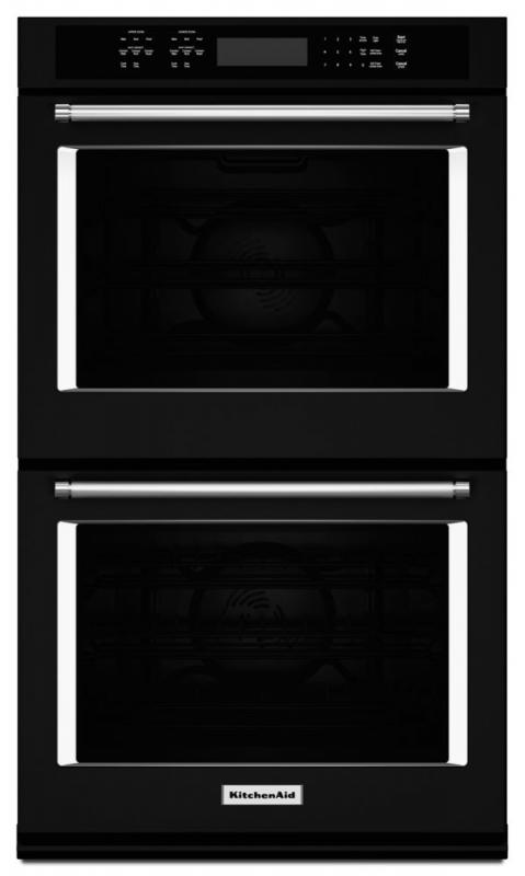 KitchenAid 4.3 cu. ft. Electric Double Wall Oven with Even-Heat True Convection in Black