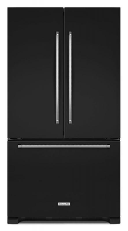KitchenAid 25.2 cu. ft. Standard-Depth French Door Refrigerator with Interior Dispenser in Black