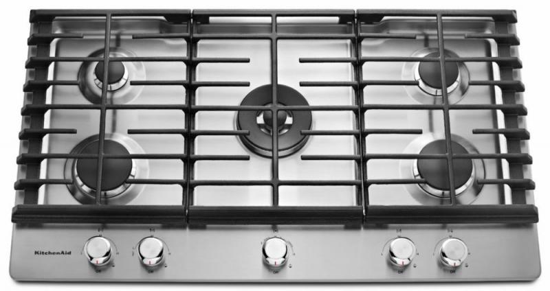 KitchenAid 36" Five Burner Gas Cooktop with CookShield Finish
