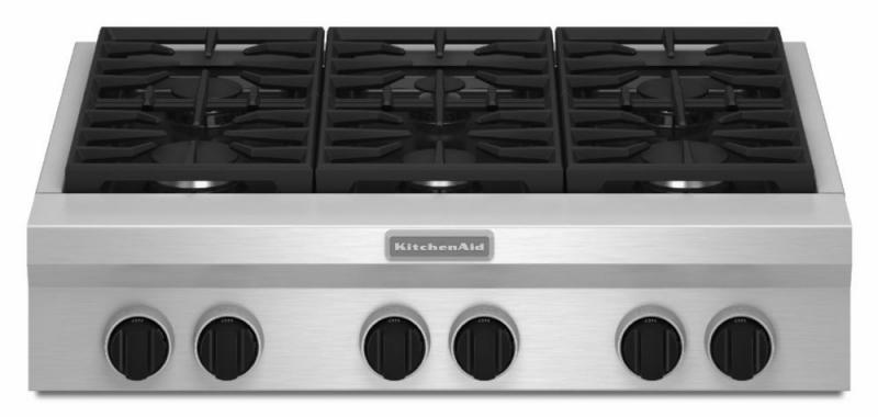 KitchenAid 36" Commercial-Style Gas Rangetop in Stainless Steel