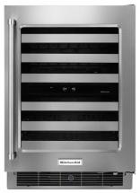 KitchenAid 24 In. Stainless Steel Wine Cellar with Metal-Front Racks - KUWR304ESS