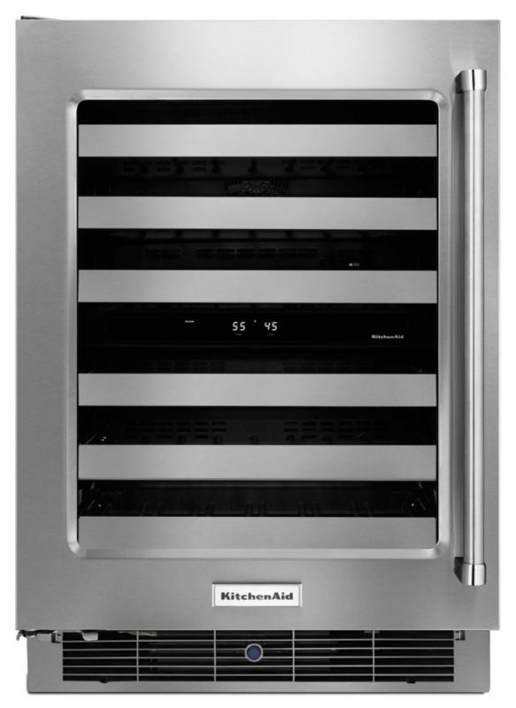 KitchenAid 24 In. Stainless Steel Wine Cellar with Metal-Front Racks - KUWL304ESS