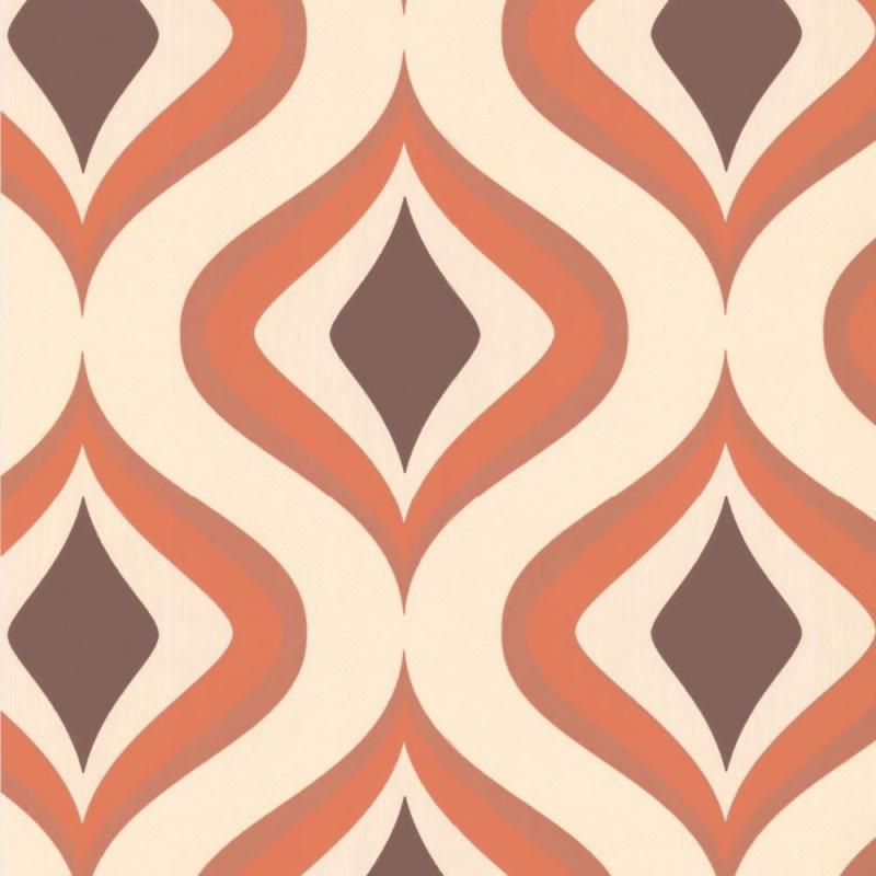 Graham & Brown Trippy Orange/Brown/Cream Wallpaper