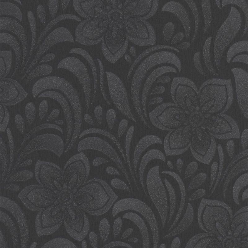 Graham & Brown Jacquard Floral Charcoal/Silver Wallpaper
