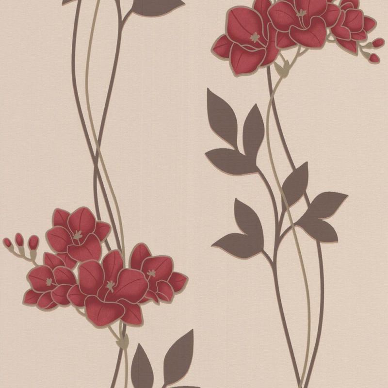 Graham & Brown Serene Red/Cream Wallpaper