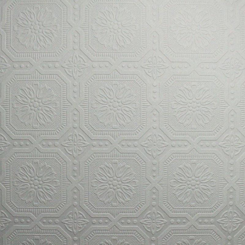 Graham & Brown Ceiling Tile Paintable White Wallpaper