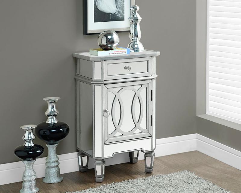 Monarch Brushed Silver / Mirrored 29"H Accent Table