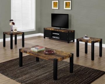 Monarch Distressed Reclaimed-Look / Black 3Pcs Table Set
