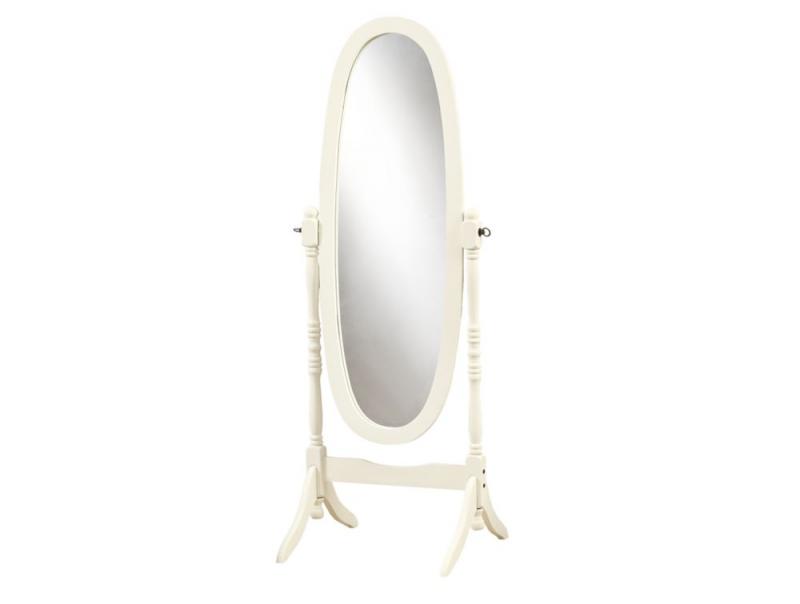 Monarch Mirror - 59"H / Antique White Oval Wood Frame