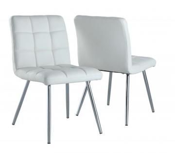 Monarch White Leather-Look / Chrome Metal 32"H Dining Chair/ 2Pcs