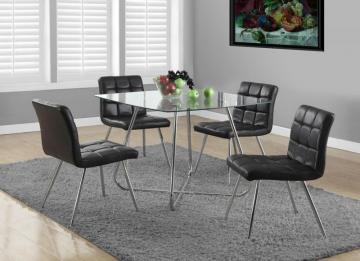 Monarch Black Leather-Look / Chrome Metal 32"H Dining Chair / 2Pc