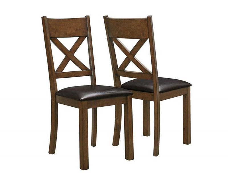 Monarch Walnut / Dark Brown Leather-Look 40"H Dining Chair / 2Pcs