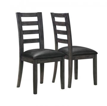 Monarch Charcoal Grey / Black Leather-Look 39"H Side Chair / 2Pcs