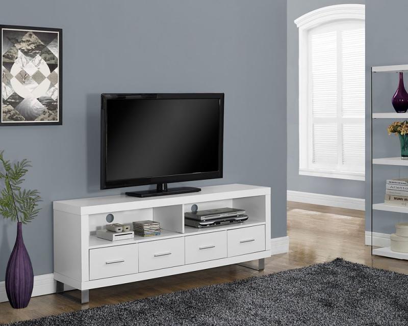 Monarch White Hollow-Core 60"L Tv Console With 4 Drawers