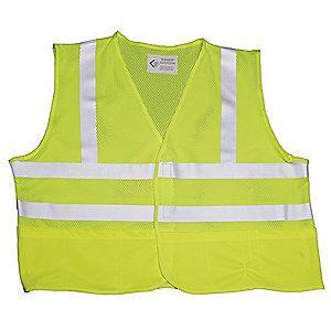 AbilityOne Lime with Silver Stripe High Visibility Vest, ANSI 2, Hook-and-Loop Closure, L