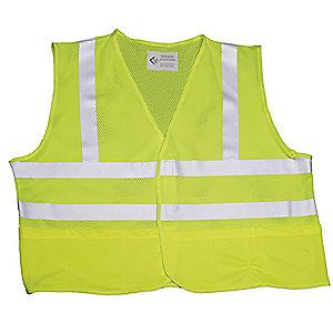 AbilityOne Lime with Silver Stripe High Visibility Vest, ANSI 2, Hook-and-Loop Closure, XL