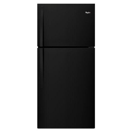 Whirlpool 19.2 Top Freezer Refrigerator with LED Interior Lighting in Black