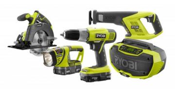 Ryobi One+ 18-Volt Lithium-Ion Cordless Combo Kit With Bluetooth Stereo (5-Tool)