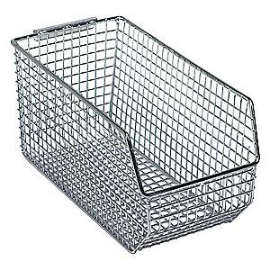 Quantum Hang and Stack Bin, Chrome, 10-3/4" Outside Length, 5-1/2" Outside Width, 5" Outside Height