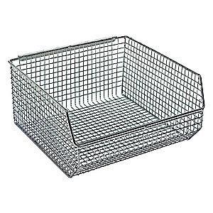Quantum Hang and Stack Bin, Chrome, 10-3/4" Outside Length, 11" Outside Width, 5" Outside Height