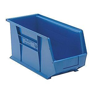 Quantum Hang and Stack Bin, Blue, 18" Outside Length, 8-1/4" Outside Width, 9" Outside Height