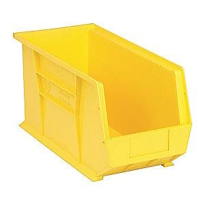 Quantum Hang and Stack Bin, Yellow, 18" Outside Length, 8-1/4" Outside Width, 9" Outside Height