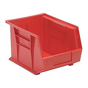 Quantum Hang and Stack Bin, Red, 10-3/4" Outside Length, 8-1/4" Outside Width, 7" Outside Height