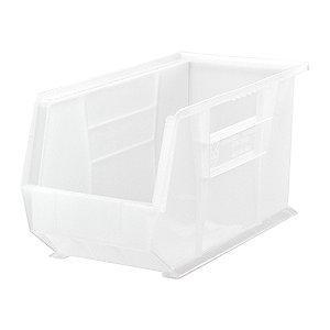 Quantum Hang and Stack Bin, Clear, 18" Outside Length, 8-1/4" Outside Width, 9" Outside Height