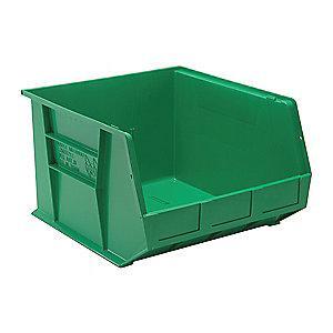 Quantum Hang and Stack Bin, Green, 18" Outside Length, 16-1/2" Outside Width, 11" Outside Height