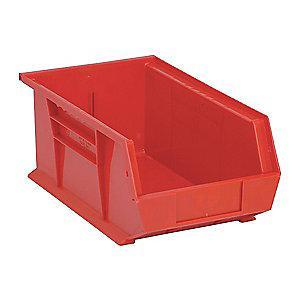 Quantum Hang and Stack Bin, Red, 13-5/8" Outside Length, 8-1/4" Outside Width, 6" Outside Height