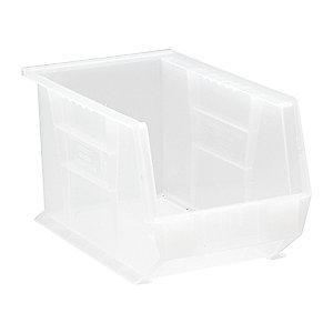 Quantum Hang and Stack Bin, Clear, 13-5/8" Outside Length, 8-1/4" Outside Width, 8" Outside Height