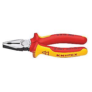 Knipex Insulated Linemans Plier, 6-1/4" Overall Length, Handle Type: Ergonomic